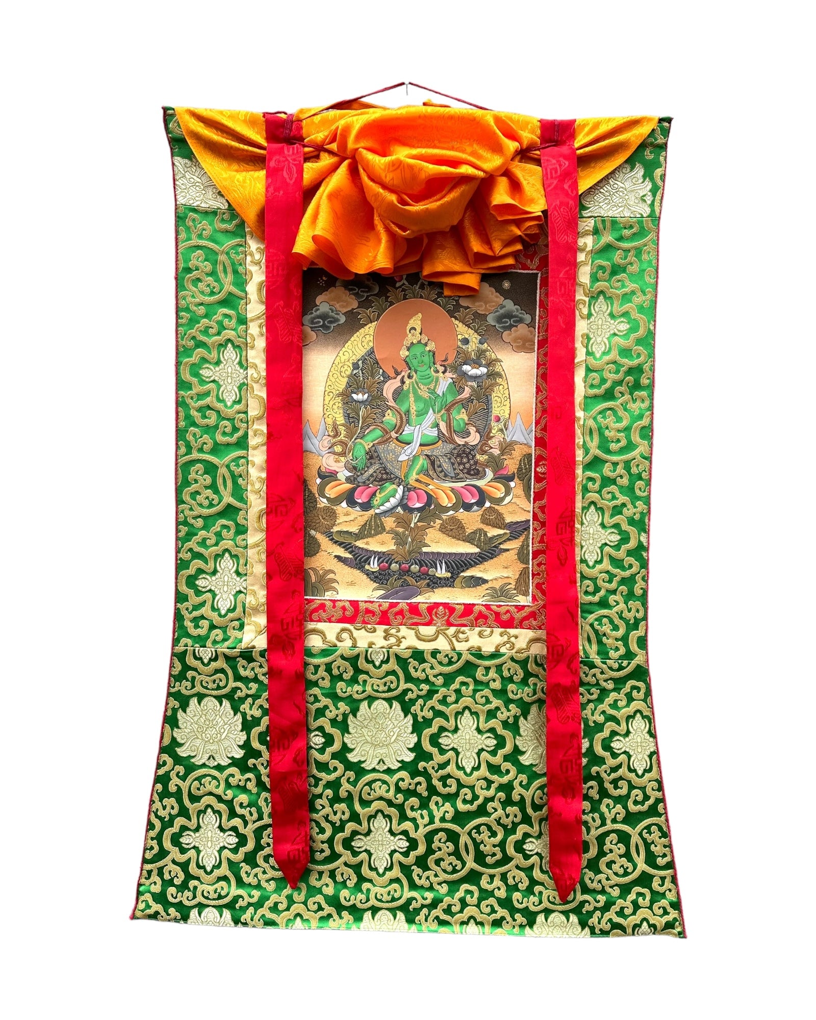 Green Tara Handmade old Thangka
