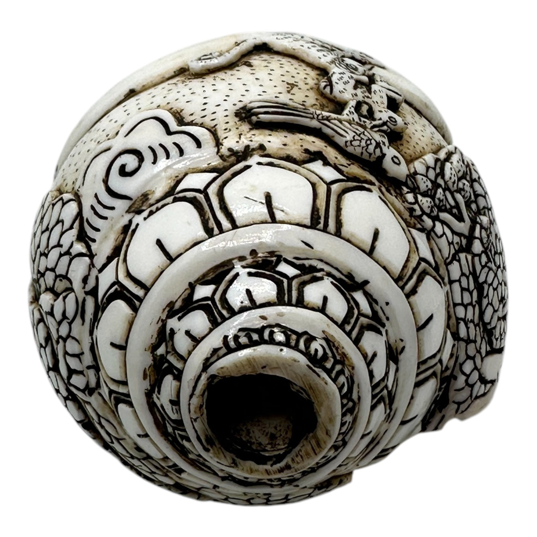 Hand Carved Four Harmonious Friends on shell