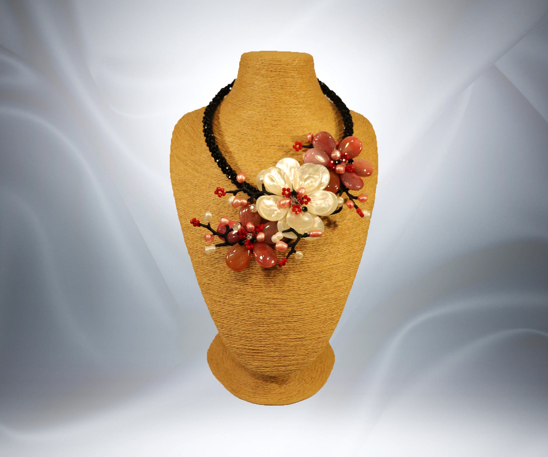 Mother of Pearl Ruby flower Necklace - Tibet Arts & Healing