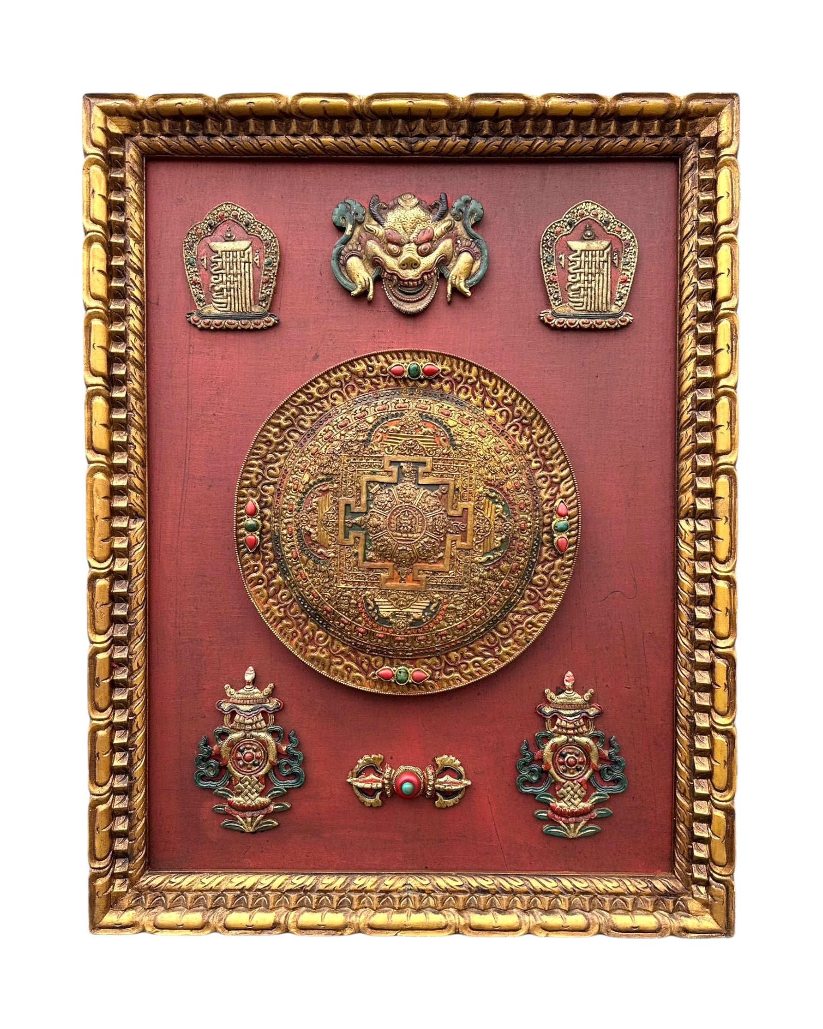 Lotus Mandala metal carved frame