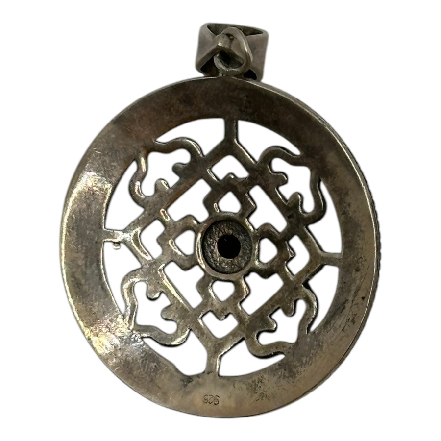 Sterling Silver Pendant with Old Coral