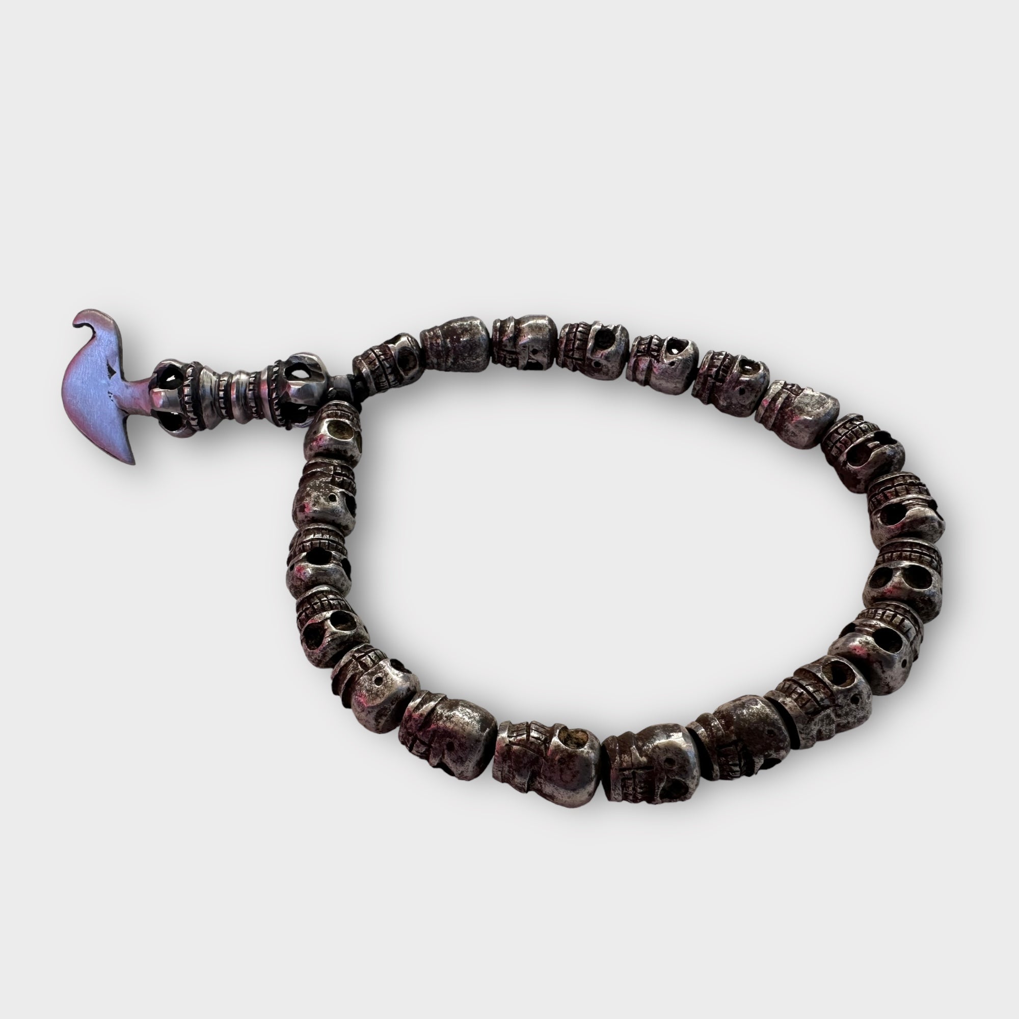 Metal Carved Skull Mala with katika Tibet Arts Healing