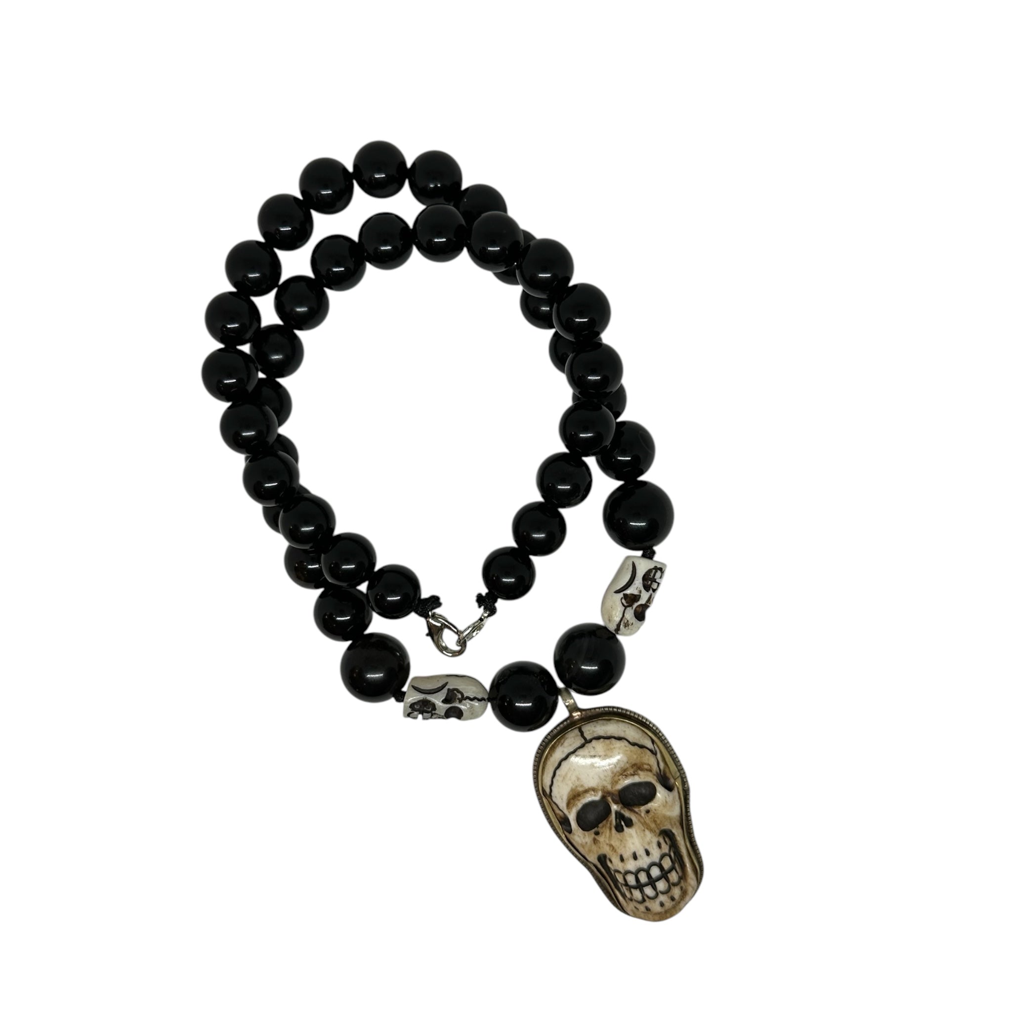 Black obsidian Skull necklace