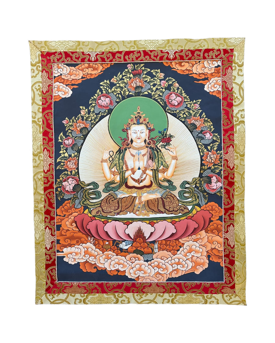 Avalokiteshvara Silk Handpainted Thangka