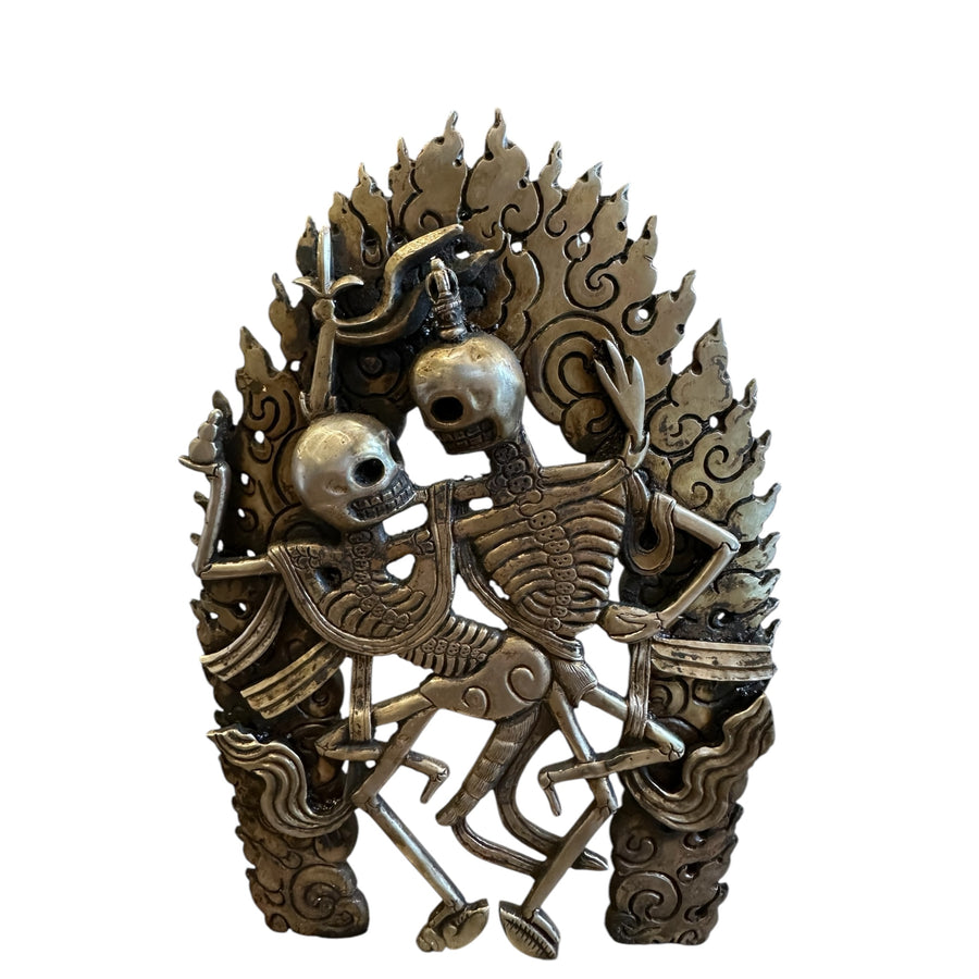 Citapati Dancing Skull Metal carved