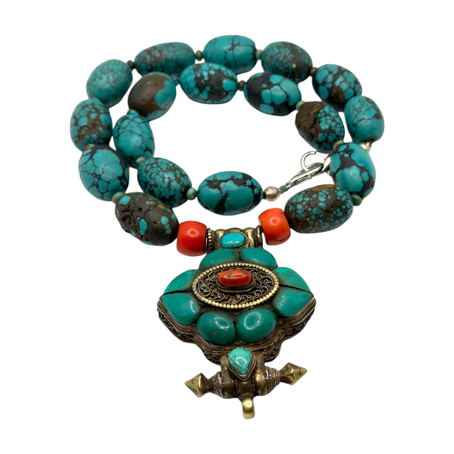 Tibetan Turquoise Charm Necklace