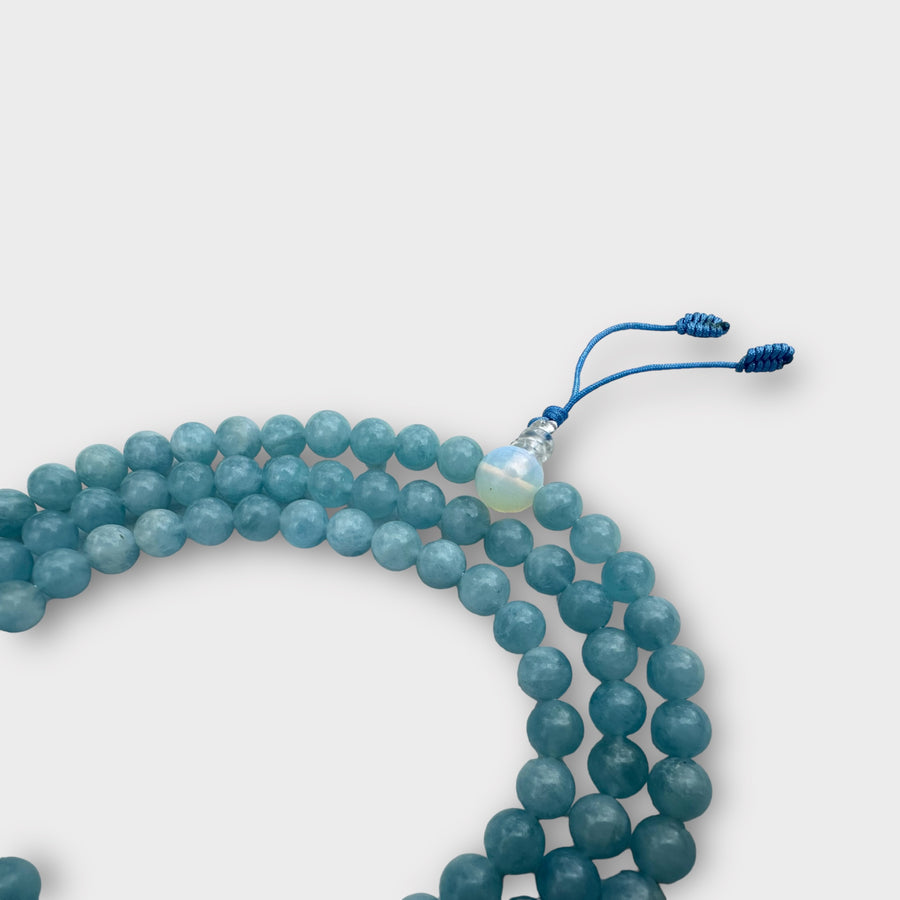 Natural Stone Aquamarine Mala