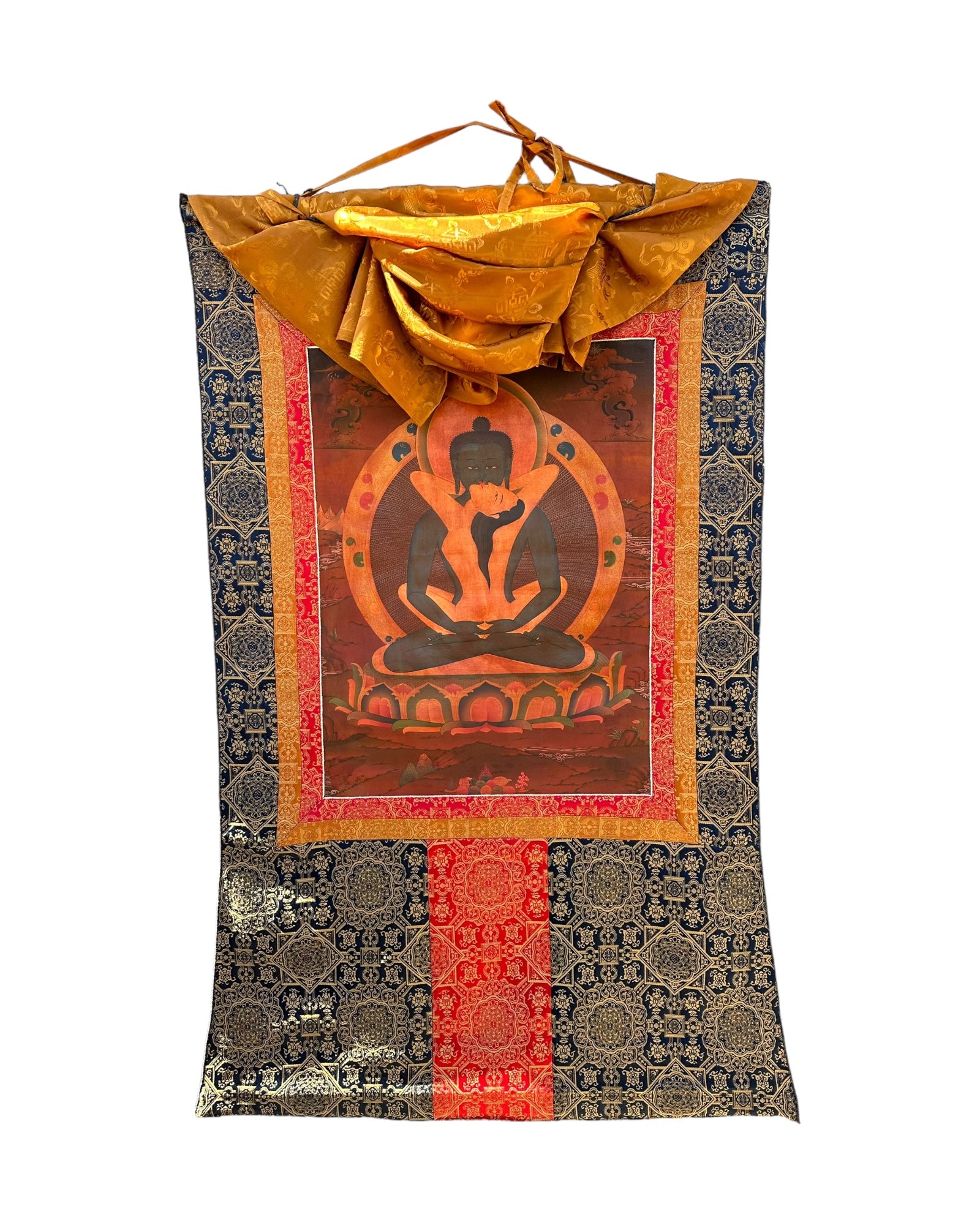 Samantabadra with Consort Handpainted silk thangka