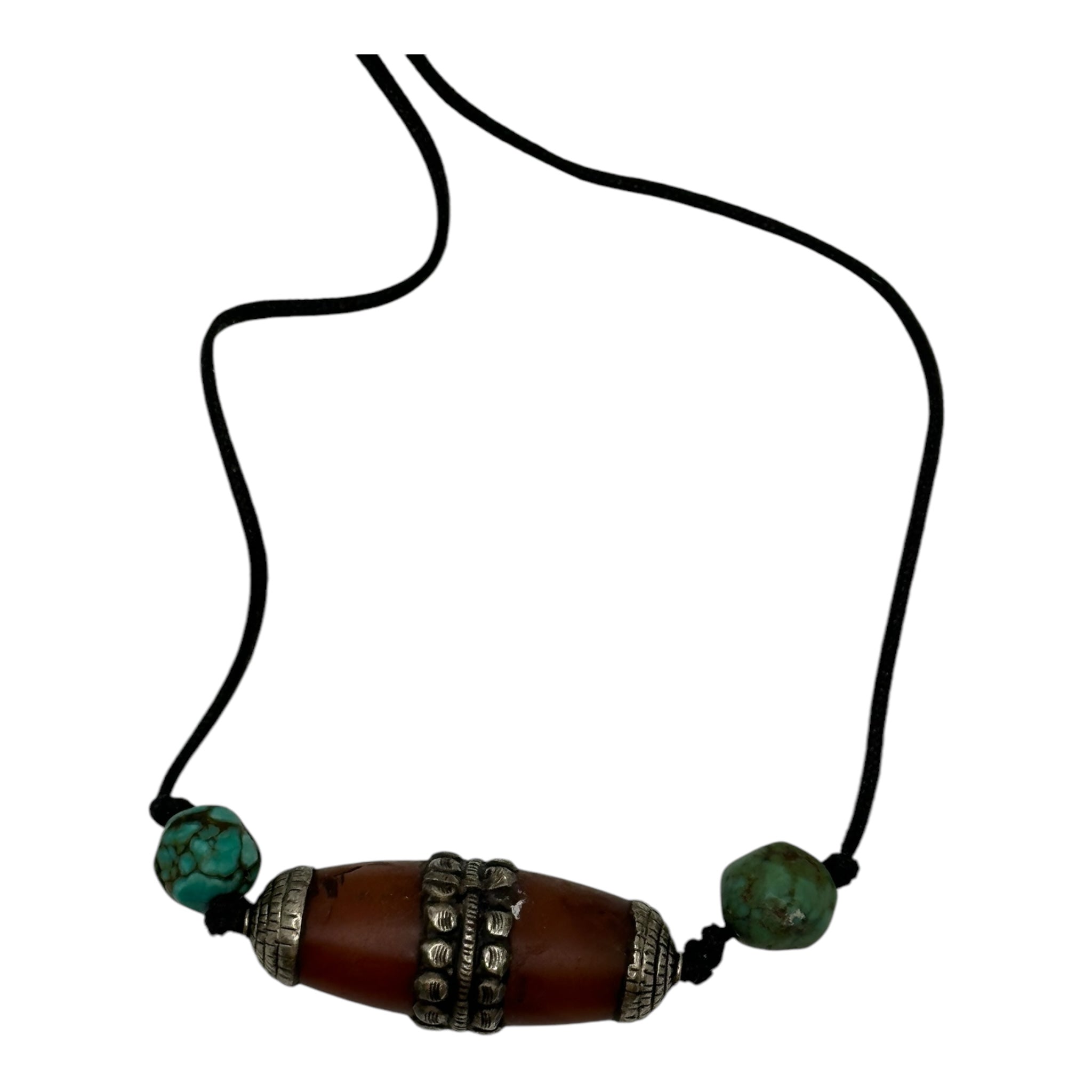 Old Carnelian on silver and Turquoise