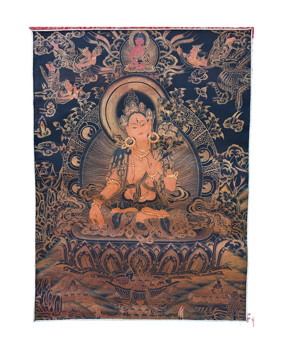 White Tara Hand Painted silk Thangka