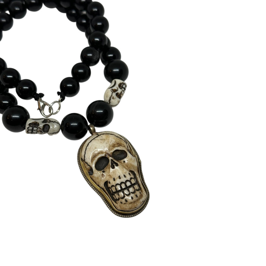 Black obsidian Skull necklace