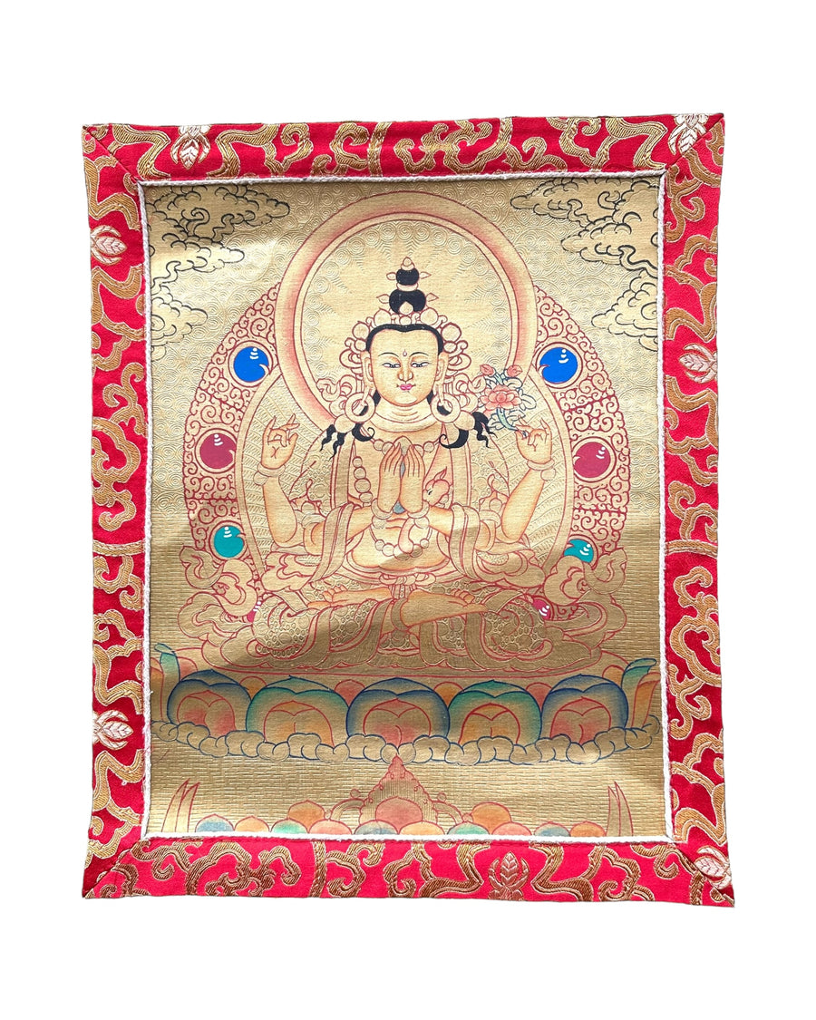 Avalokiteshvara Handcrafted Thangka