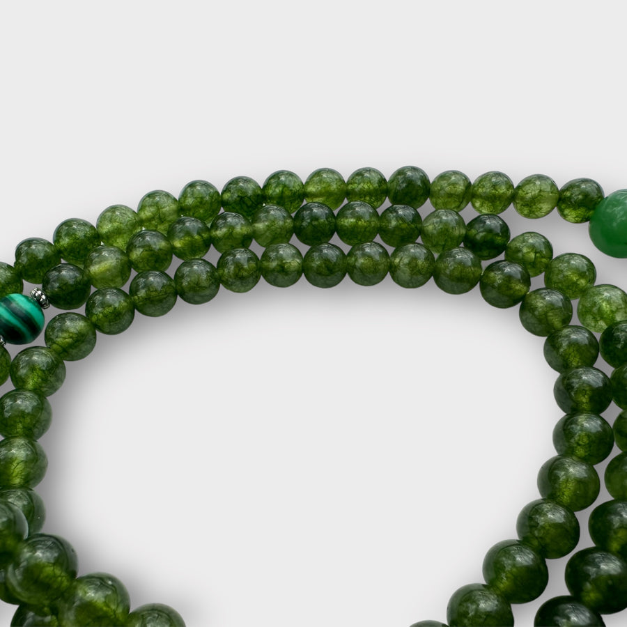 Natural green jade with Lapis and Malachite Spacers