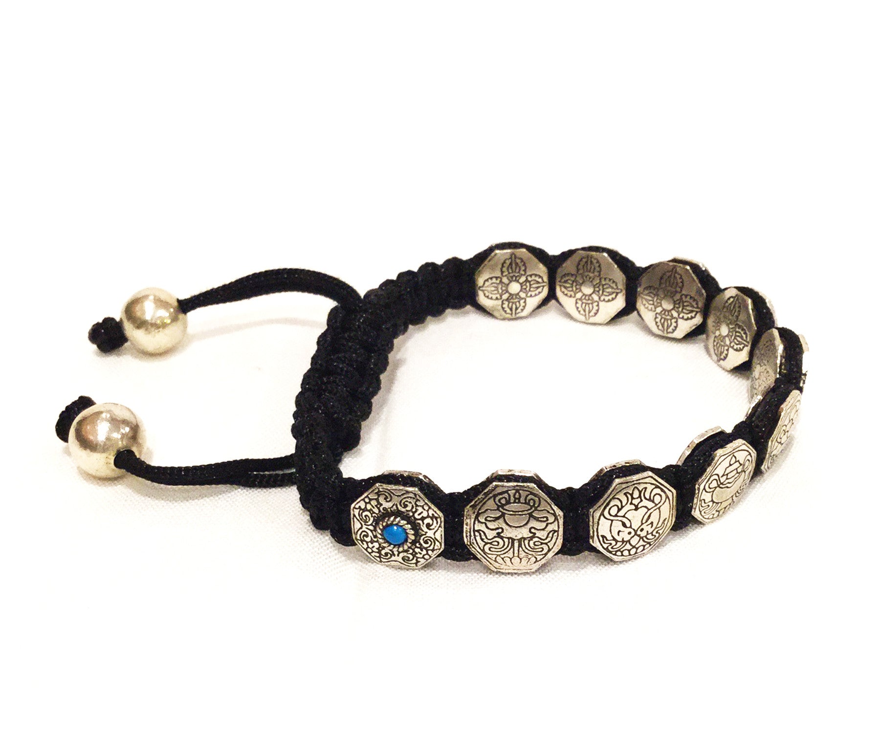Silvery Eight Auspicious Symbol Bracelet - Tibet Arts & Healing