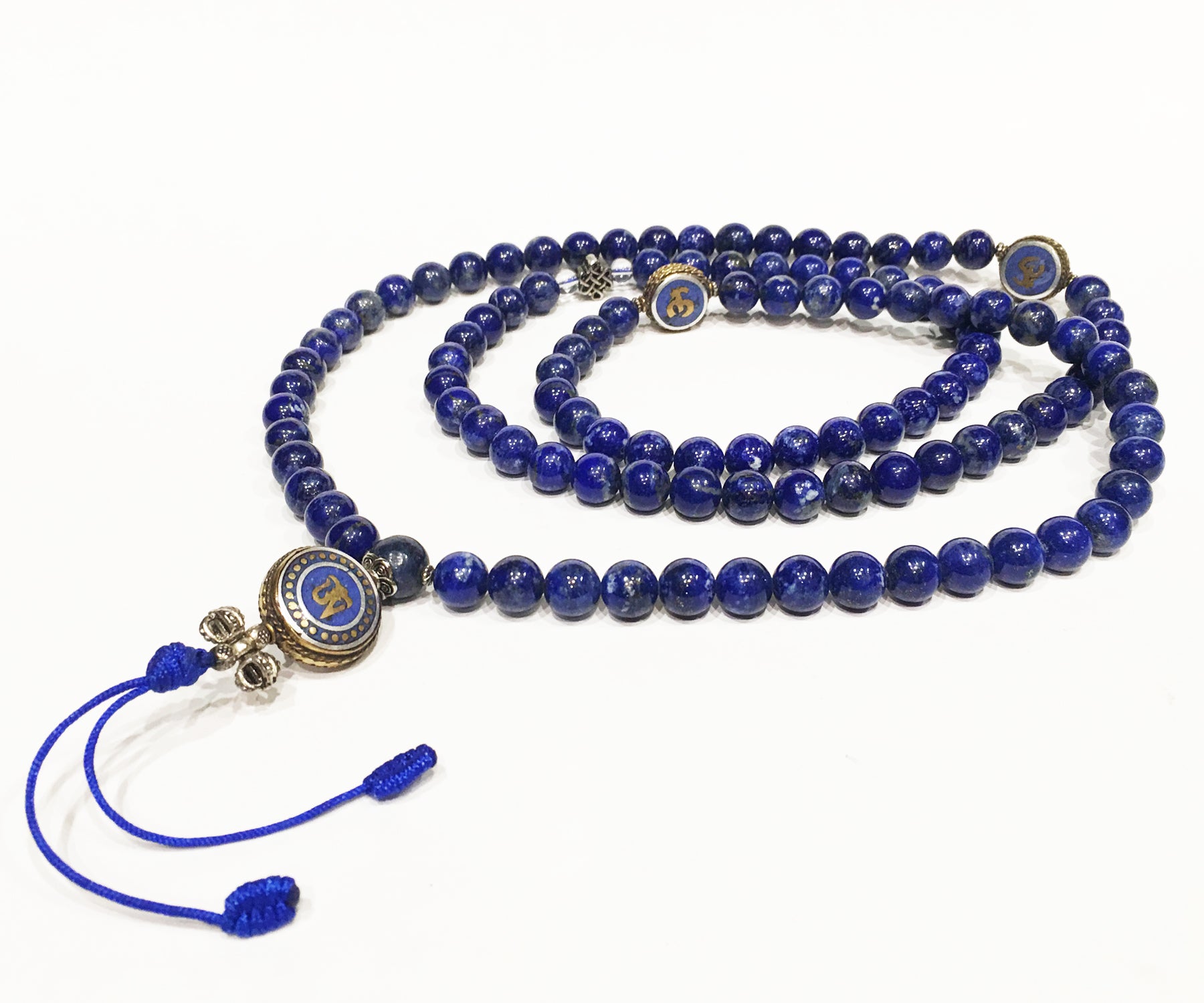 Special OM Lapis Necklace Mala - Tibet Arts & Healing