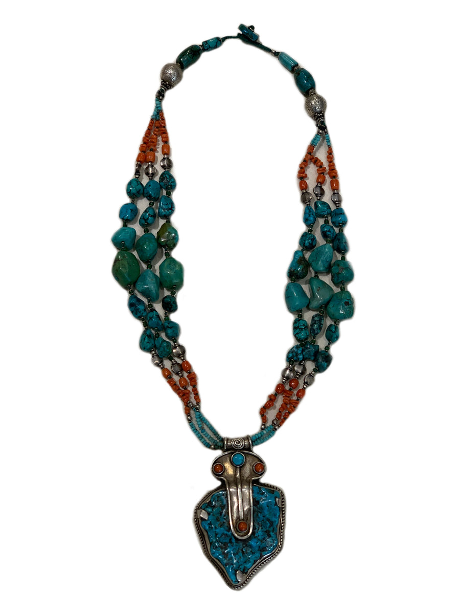 Old turquoise silver necklace
