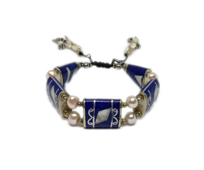 Tibetan Lapis Pearl Bracelet